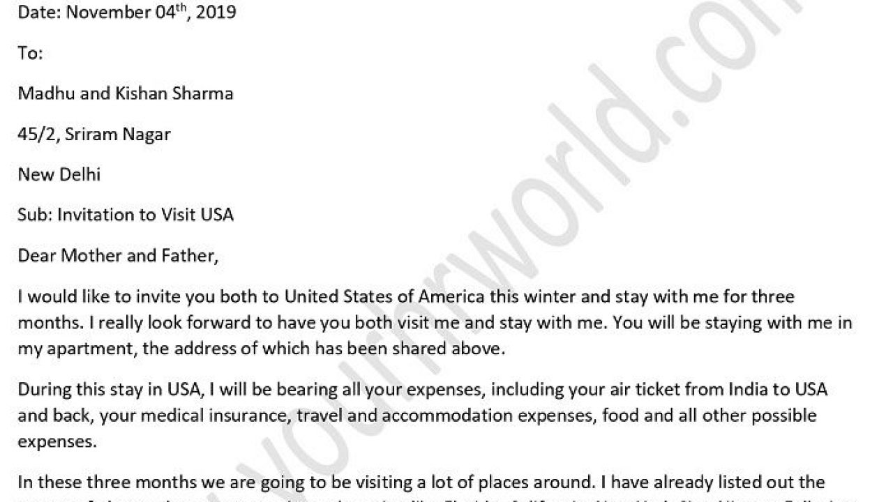 Latter 25 Fresh Invitation Letter For Visa Sample Friend