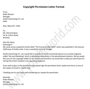 permission letter sample